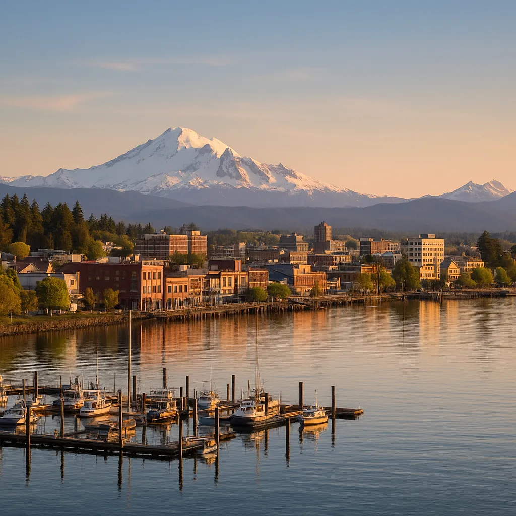 Sell my house fast in Bellingham WA - scenic view of Bellingham Bay and downtown real estate