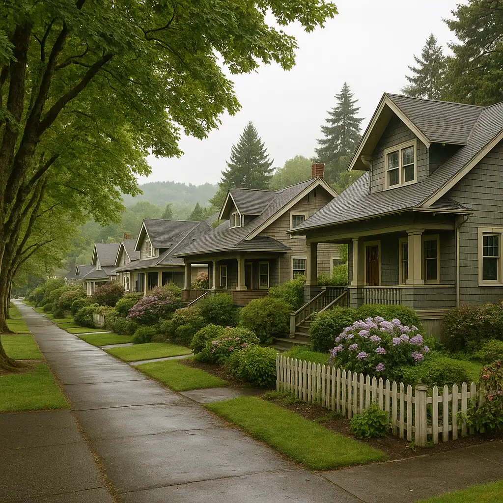 We buy houses in Tacoma WA - residential street in Pierce County neighborhood