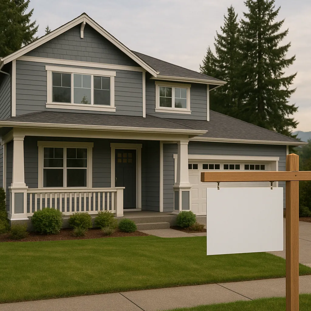 Federal Way King County home with for sale sign - divorce settlement real estate