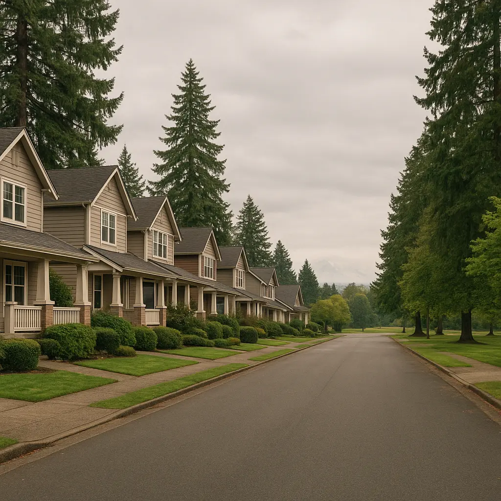 Lakewood neighborhood street with homes near Fort Steilacoom Park