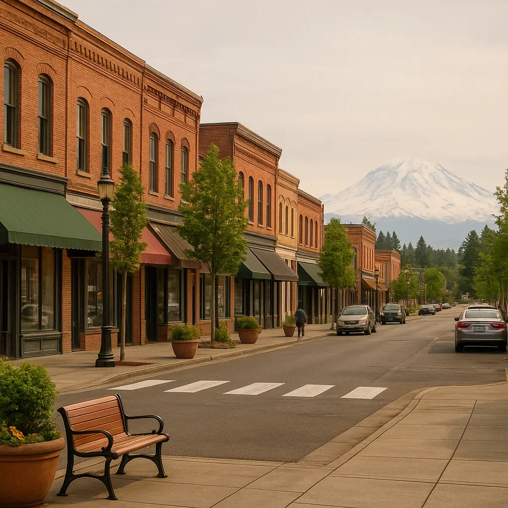 Downtown Puyallup storefront and street scene