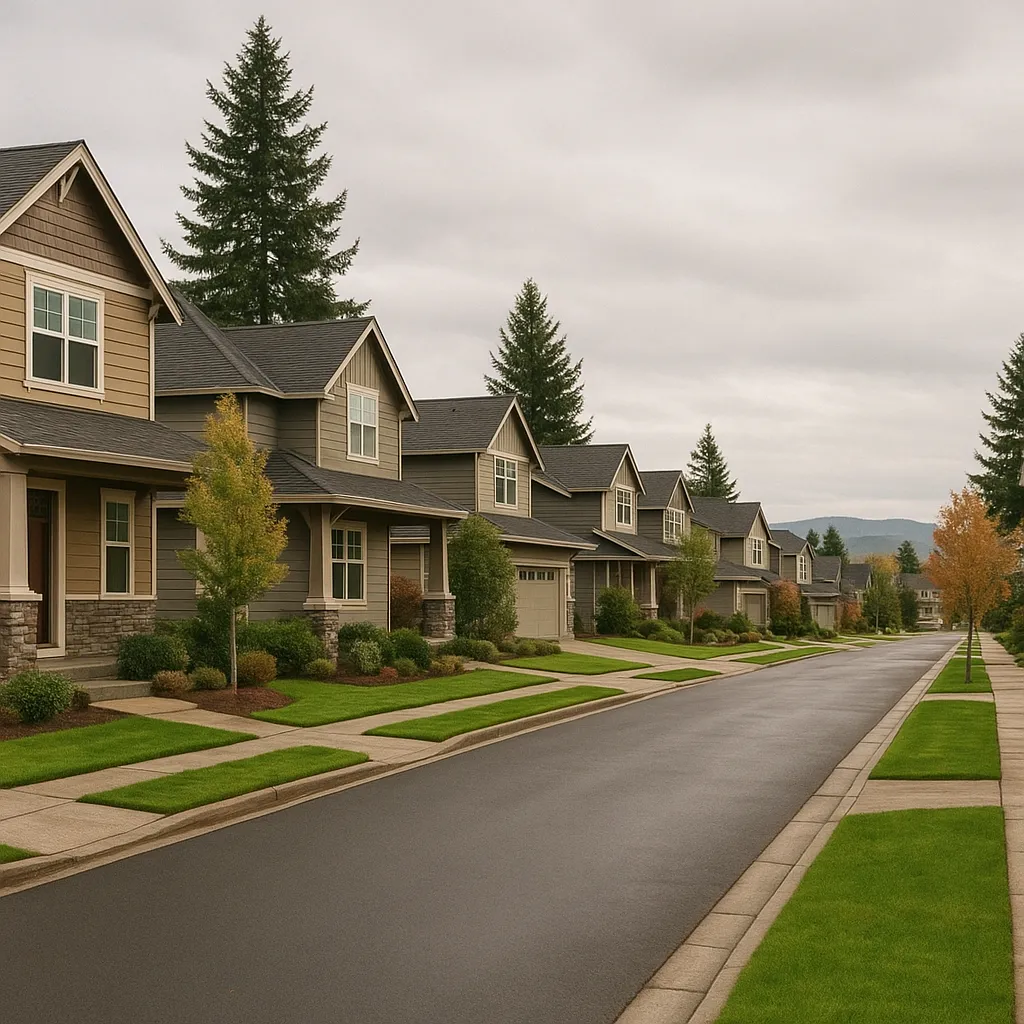 Yakima neighborhood street with homes and trees