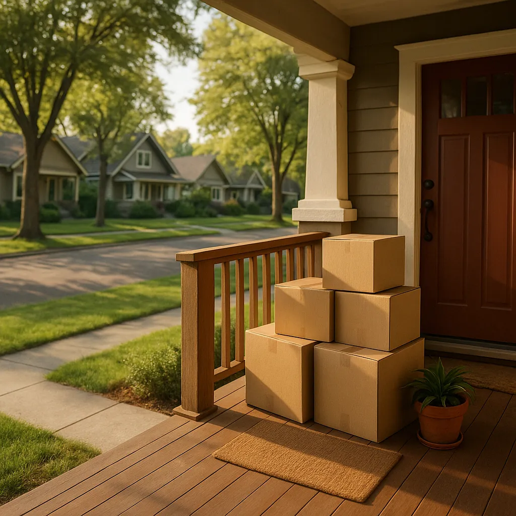 Sell your house fast when relocating from Spokane WA - moving boxes on porch