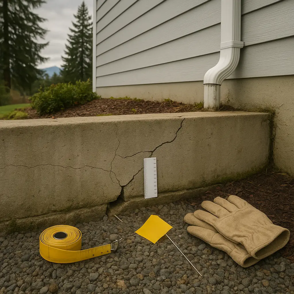 Lynnwood home inspection showing foundation cracks and repair needs