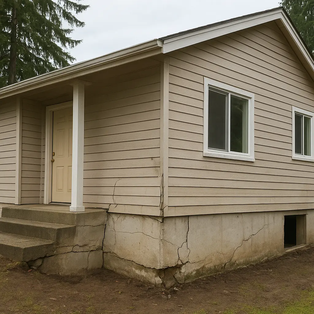 Shoreline King County home inspection showing foundation and structural damage